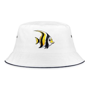 Tropischer Fisch Comic - Bucket Hat - Weiß/Navy - Vorne