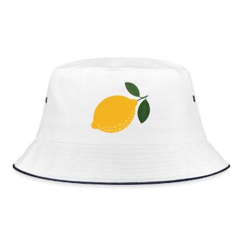 Goldene Zitronen-Skizze - Bucket Hat - Weiß/Navy - Vorne