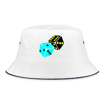 Neon Würfel Spielraum - Bucket Hat - Weiß/Navy - Vorne