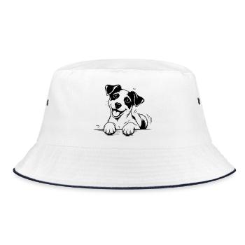 Jack Russell Terrier Paws Black - Bucket Hat - white/navy - Front