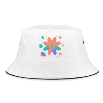 Buntes Design der modernen Kunst - Bucket Hat - Weiß/Navy - Vorne