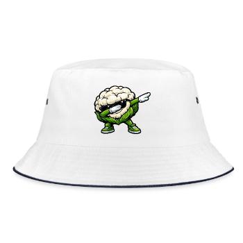 Dabbing Cauliflower Vegetables Vegan Design - Bucket Hat - white/navy - Front