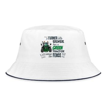 0175_A_Farmer_with_sense - Bucket Hat - white/navy - Front
