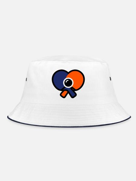 Tischtennisschläger Herz Tischtennis Liebe - Bucket Hat - Weiß/Navy - Vorne