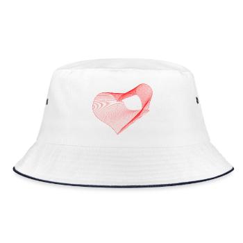 Geometric Heart – Red Generative Line Art - Bucket Hat - white/navy - Front
