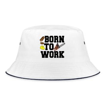 Tronçonneuse - Né pour travailler – Motif du chantier - Bob - blanc/marine - Devant