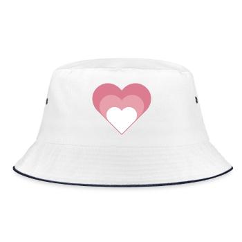 Layered Hearts | Pink Heart Design - Bucket Hat - white/navy - Front