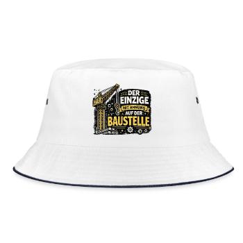  Der Einzige Mit Ahnung Auf Der Baustelle Lustiger - Bucket Hat - Weiß/Navy - Vorne