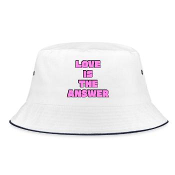Love Is The Answer: Bold Pink Letters - Bucket Hat - white/navy - Front