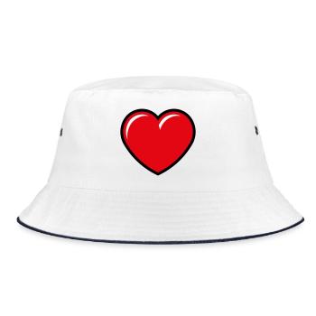 Herz / Herzchen (Liebe / Symbol / 3C) - Bucket Hat - Weiß/Navy - Vorne