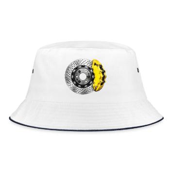 Perforated Brake Disc and Yellow Caliper - Bucket Hat - white/navy - Front