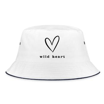 Wild Heart | Minimal Heart Design - Bucket Hat - white/navy - Front