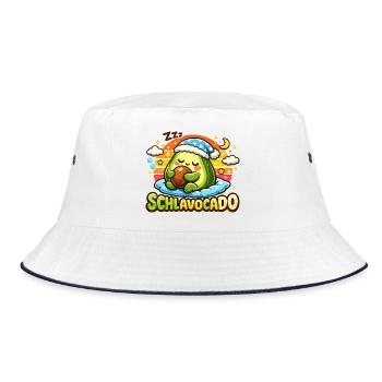  SCHLAFAVOCADO Müde Avocado Im Schlafanzug Mit - Bucket Hat - Weiß/Navy - Vorne