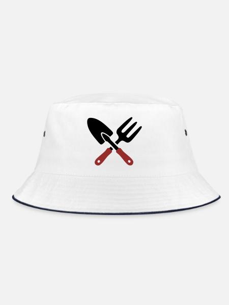 Garden Tool Shovel Icon - Bucket Hat - white/navy - Front