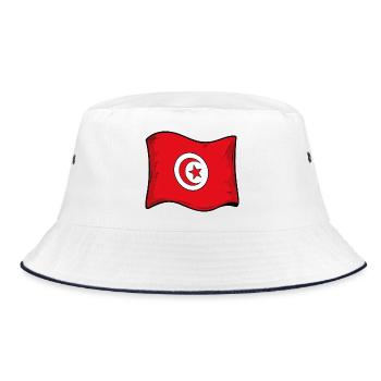 Tunisische Flagge  - Bucket Hat - Weiß/Navy - Vorne