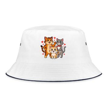 Funny cat family - Bucket Hat - white/navy - Front
