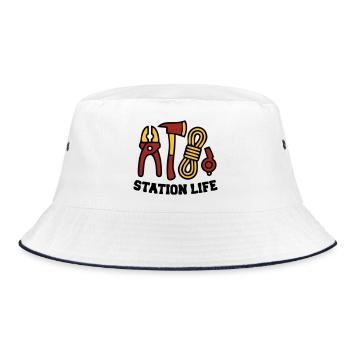 Station Life Fire Brigade Icon - Bucket Hat - white/navy - Front