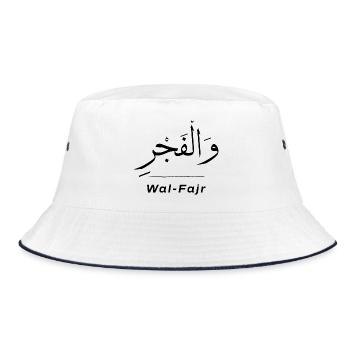 Islamic Arabic Calligraphy | Wa Fajr - Bucket Hat - white/navy - Front