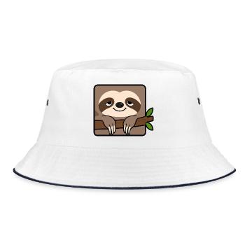 Faultier - Bucket Hat - Weiß/Navy - Vorne
