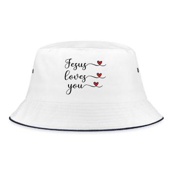 Jésus t’aime, mignonne Typographie avec un cœur - Bob - blanc/marine - Devant