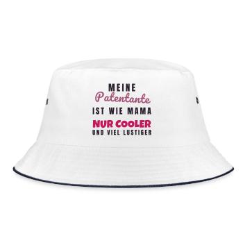 Patentante wie Mama nur cooler - Geschenk Tante - Bucket Hat - Weiß/Navy - Vorne