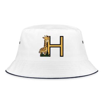 Giraffe Buchstabe H - Bucket Hat - Weiß/Navy - Vorne