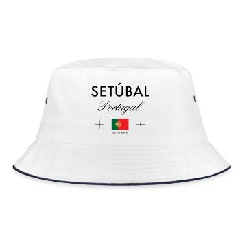 Setubal Portugal Koordinaten Reise Souvenir - Bucket Hat - Weiß/Navy - Vorne
