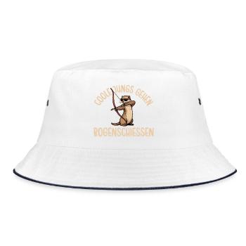 Bogensport Coole Jungs gehen Bogenschiessen - Bucket Hat - Weiß/Navy - Vorne