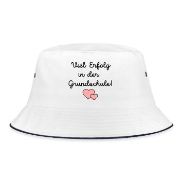 Einschulung Grundschule Schulkind - Bucket Hat - Weiß/Navy - Vorne