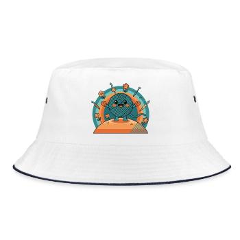 Funny Crochet Yarn Lovers Crochet Hook Circle - Bucket Hat - white/navy - Front
