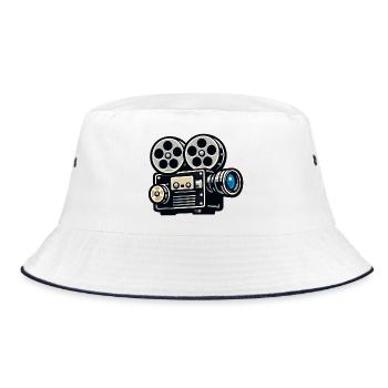 Vintage Movie Projector Illustration - Bucket Hat - white/navy - Front