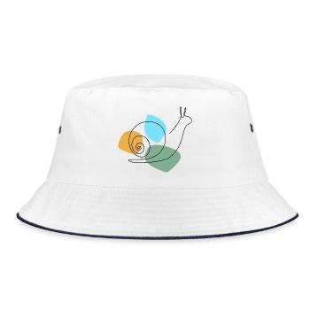Lineart Snail with Pastel Shapes - Bucket Hat - white/navy - Front