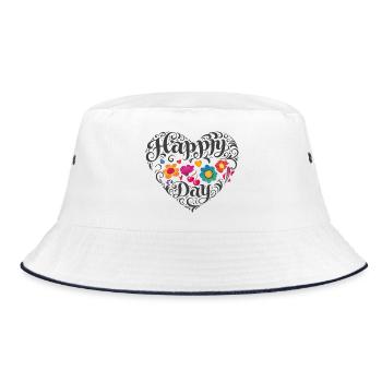 Flower Heart Happy Day - Bucket Hat - white/navy - Front