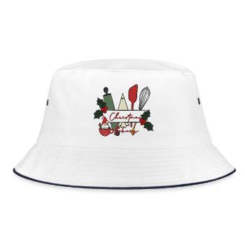 Weihnachtsbäckerei Motiv - Bucket Hat - Weiß/Navy - Vorne
