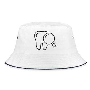 Zahninspektions-Zahnlinien-Ikon - Bucket Hat - Weiß/Navy - Vorne