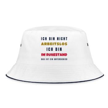 Ruhestand Nicht arbeitslos - Rente Geschenk Opa - Bucket Hat - Weiß/Navy - Vorne