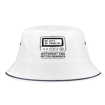 Offline Gaming Nostalgie - Bucket Hat - Weiß/Navy - Vorne