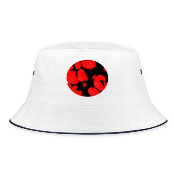Comic-Stil Himbeeren - Bucket Hat - Weiß/Navy - Vorne