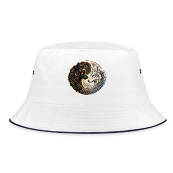Celtic Wolves Yin Yang – Steampunk Harmony. - Bucket Hat - Weiß/Navy - Vorne