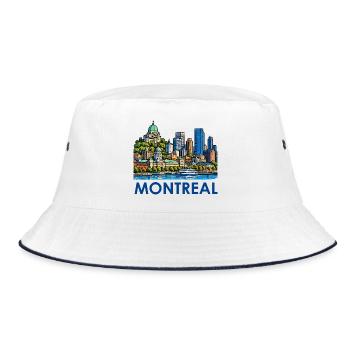 Montreal Skyline am Fluss - Bucket Hat - Weiß/Navy - Vorne