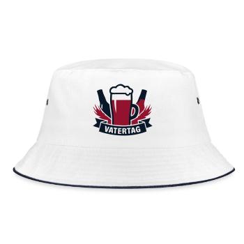 Vatertag Bier Banner Logo - Bucket Hat - Weiß/Navy - Vorne