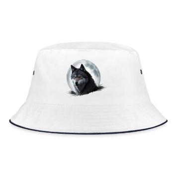 Mondlichtwolf im Mondschein - Bucket Hat - Weiß/Navy - Vorne
