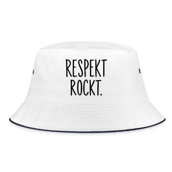 Respekt rockt – Spruch für mehr Miteinander - Bucket Hat - Weiß/Navy - Vorne
