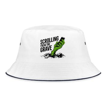 Vom Grab zum Scrollen - Bucket Hat - Weiß/Navy - Vorne