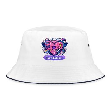I am human - Bucket Hat - Weiß/Navy - Vorne