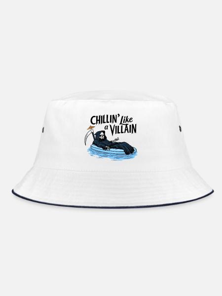 Chillig wie ein Villain - Bucket Hat - Weiß/Navy