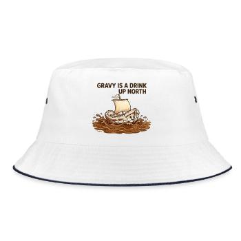 Gravy ist ein Getränk im Norden – lustiger Norden - Bucket Hat - Weiß/Navy - Vorne
