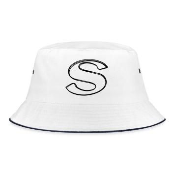 Kleinbuchstabe s handgezeichnet - Bucket Hat - Weiß/Navy - Vorne