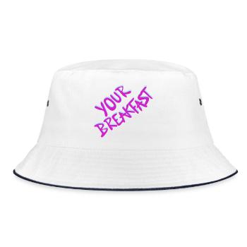 Your Breakfast Neon Script - Bucket Hat - Weiß/Navy - Vorne