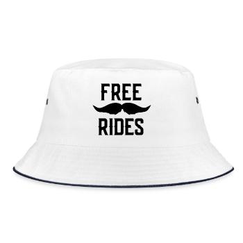 Kostenlose Schnurrbart-Reiten für Männer - Bucket Hat - Weiß/Navy - Vorne